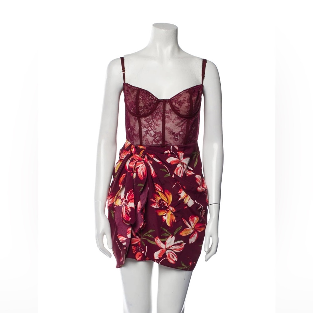 Katie May Man Whisperer Dress Bordeaux Nude CORSET MINI SIZE M MEDIUM